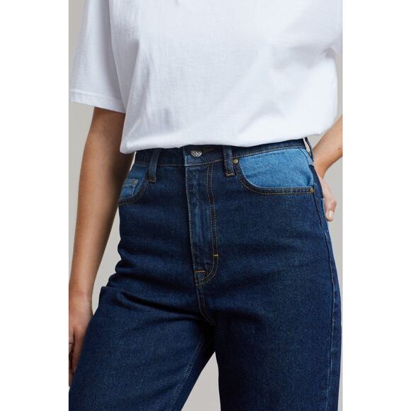 Rotate Birger Christensen Betty Contrast Colorblock High-Waisted Straight Jeans - Picture 8 of 15